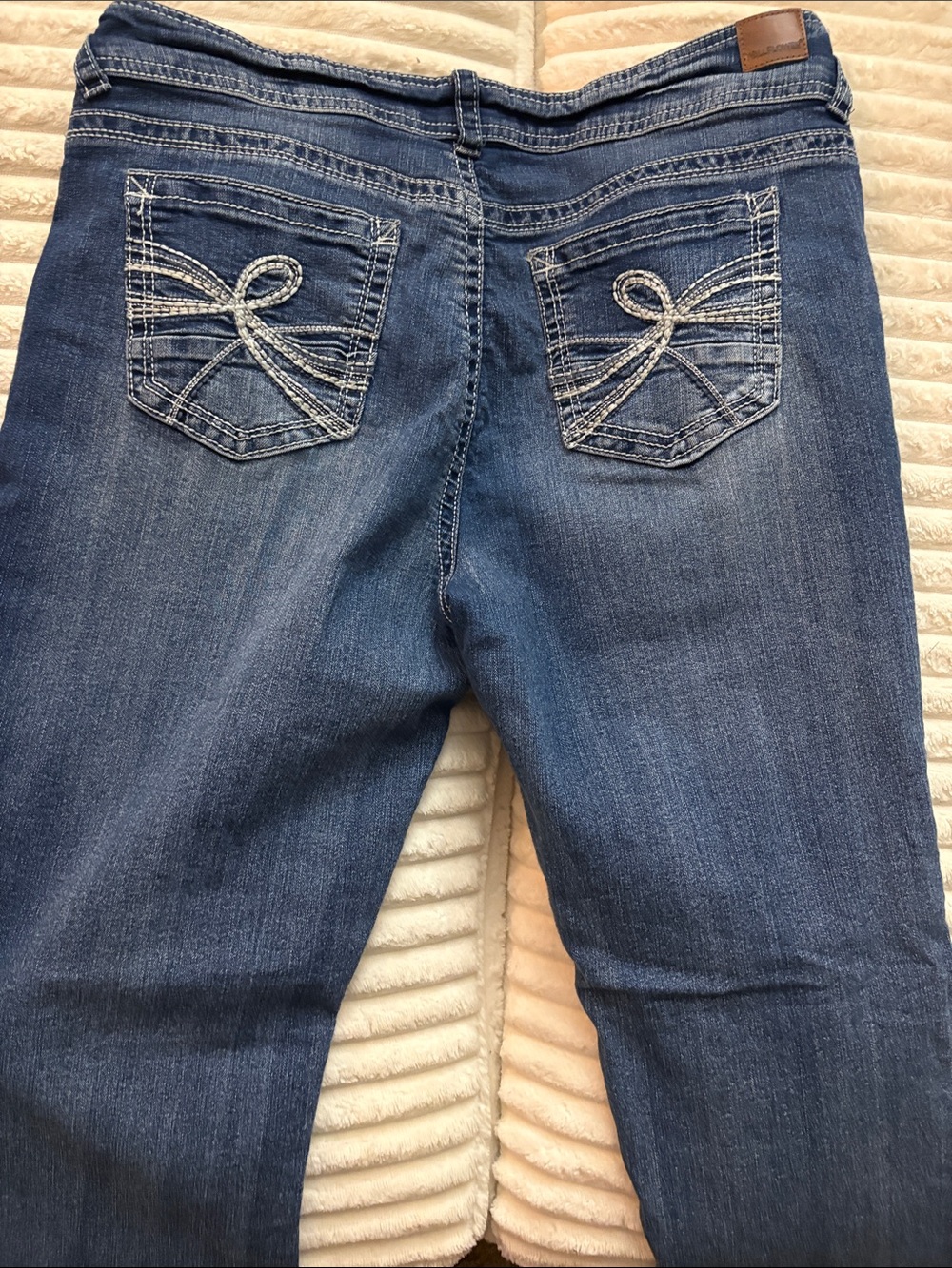 Wallflower Women's Dark Blue Boot Cut Jeans with Embroidered Pockets
